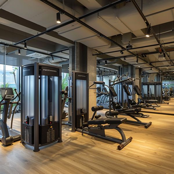 Clean modern fitness gym studio
