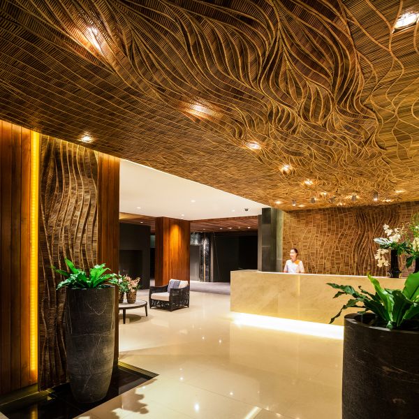 Clean hotel lobby and reception