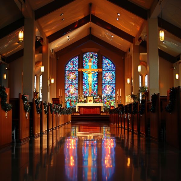 Clean worship hall interior